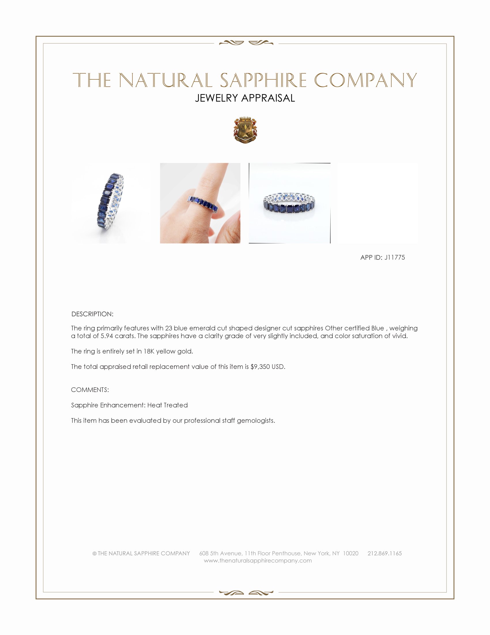 5.94 Ct. Blue Sapphire Accent Stones Ring, 18K Yellow Gold