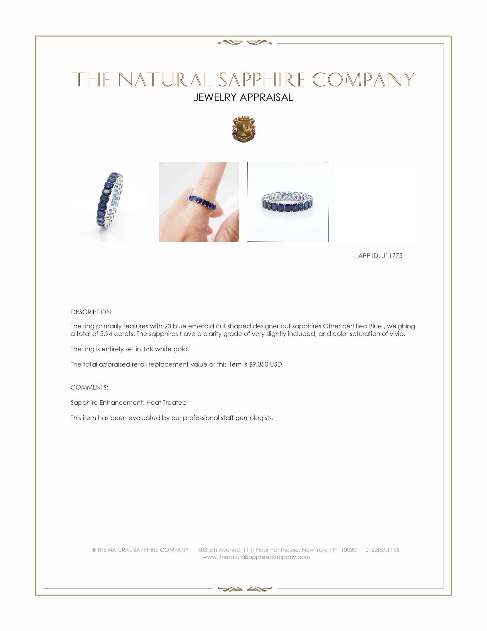 5.94 Ct. Blue Sapphire Accent Stones Ring, 18K White Gold