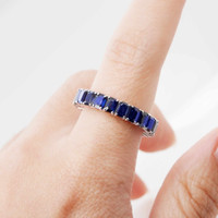 5.94 Ct. Blue Sapphire Accent Stones Ring, 18K Yellow Gold Image