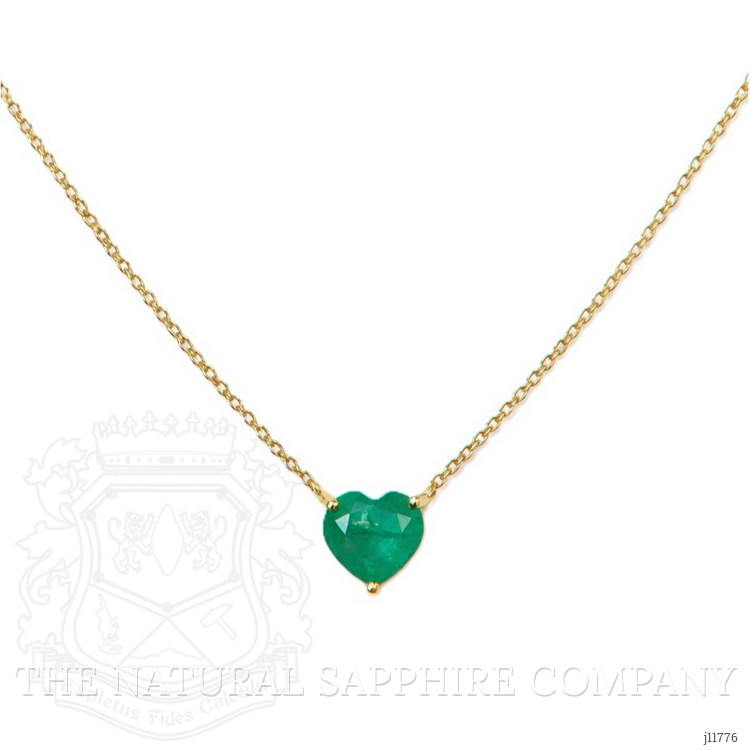 1.02 Ct. Emerald Solitaire Necklace, 14K Yellow Gold