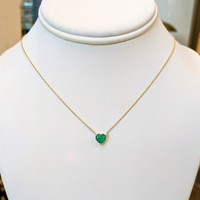 1.02 Ct. Emerald Solitaire Necklace, 14K Yellow Gold Image