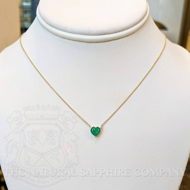 1.02 Ct. Emerald Solitaire Necklace, 14K Yellow Gold