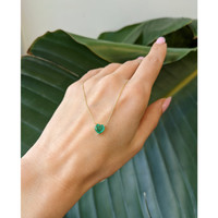 1.02 Ct. Emerald Solitaire Necklace, 14K Yellow Gold Life Style