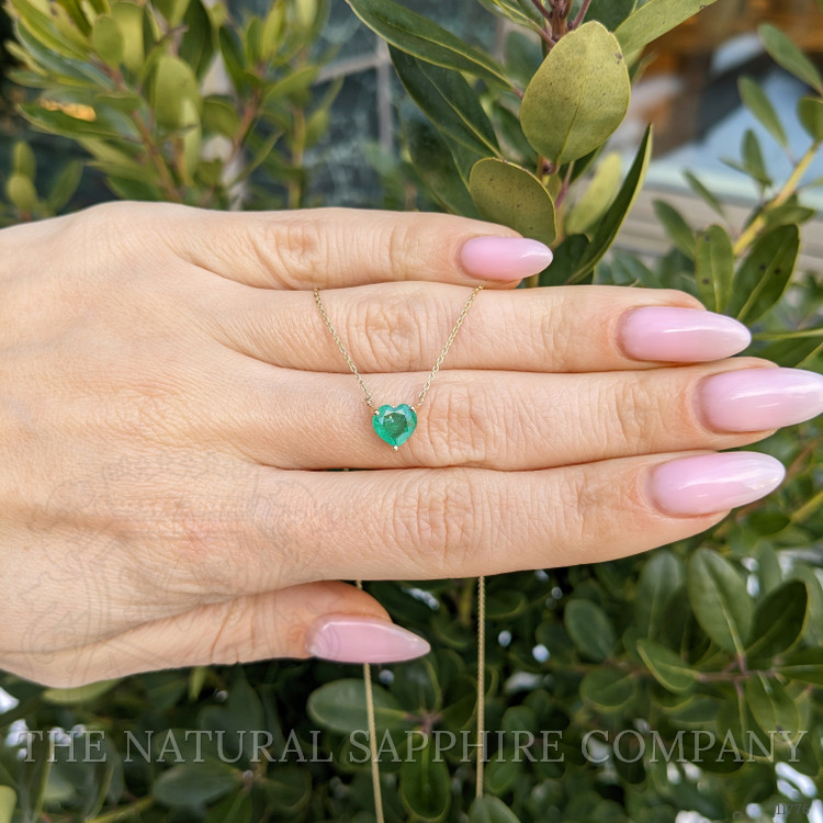 1.02 Ct. Emerald Solitaire Necklace, 14K Yellow Gold