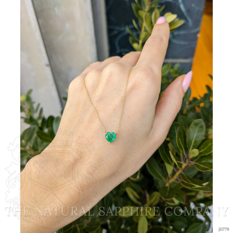 1.02 Ct. Emerald Solitaire Necklace, 14K Yellow Gold