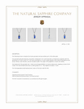 2.57 Ct. Blue Sapphire and Natural Diamond Bezel Pendant, 18K White Gold Appraisal