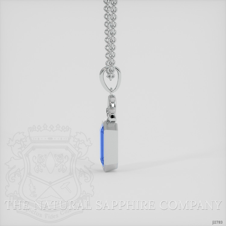 2.57 Ct. Blue Sapphire and Natural Diamond Bezel Pendant, 18K White Gold