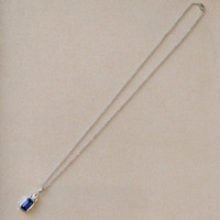 2.57 Ct. Blue Sapphire and Natural Diamond Bezel Pendant, 18K White Gold Life Style