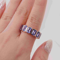 11.95 Ct. Purple Sapphire Accent Stones Ring, 18K Yellow Gold Image