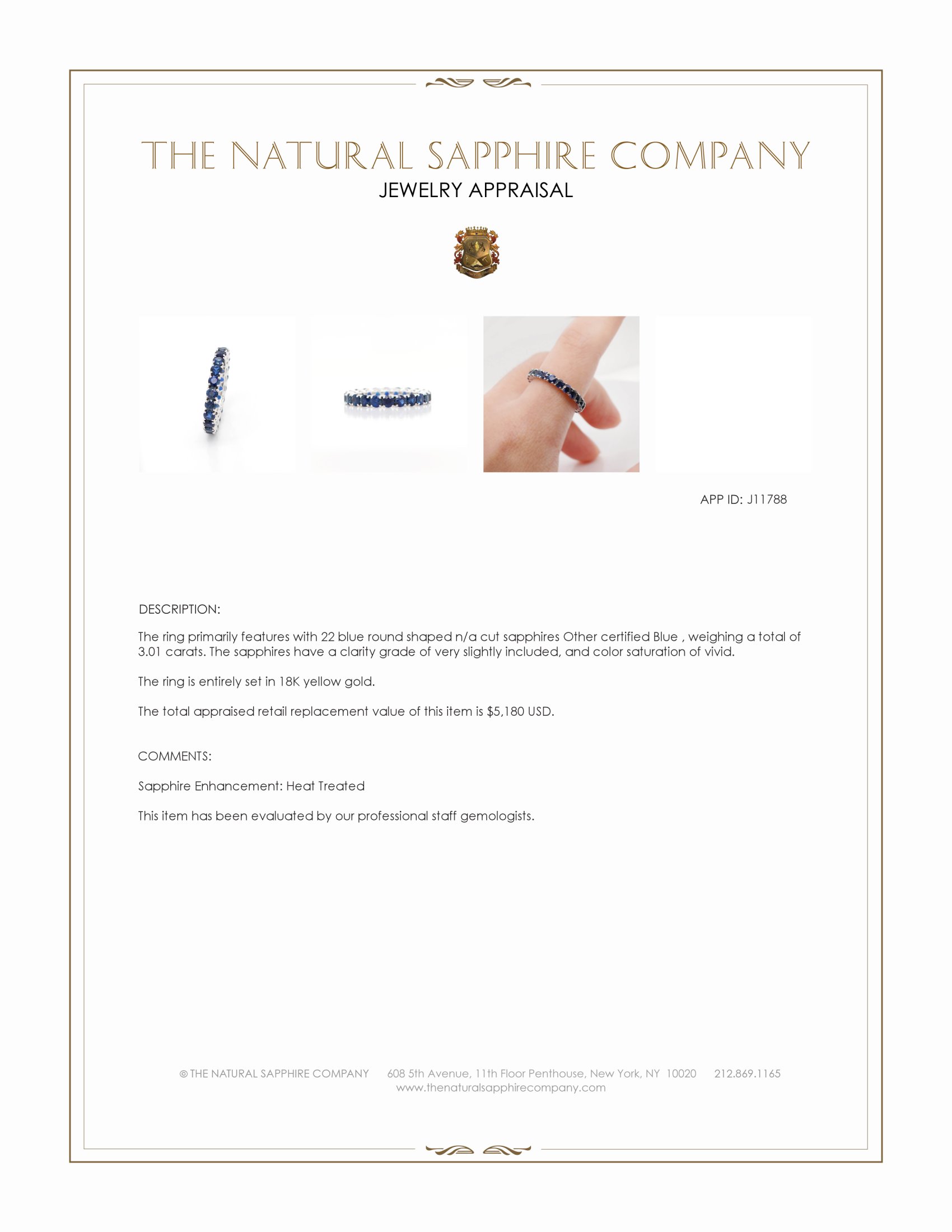 3.01 Ct. Blue Sapphire Accent Stones Ring, 18K Yellow Gold