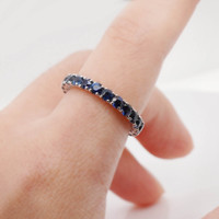 3.01 Ct. Blue Sapphire Accent Stones Ring, 18K Yellow Gold Image