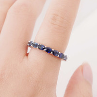 4.26 Ct. Blue Sapphire Accent Stones Ring, 18K Rose Gold Image