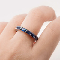 5.51 Ct. Blue Sapphire Accent Stones Ring, 18K Rose Gold Image