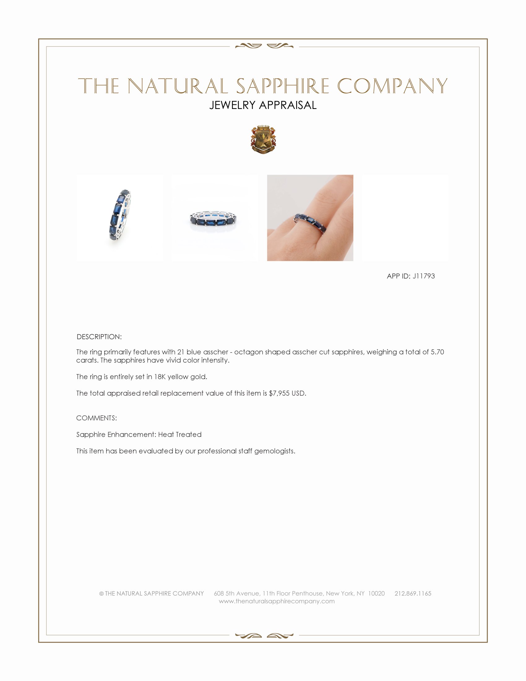 5.70 Ct. Blue Sapphire Accent Stones Ring, 18K Yellow Gold