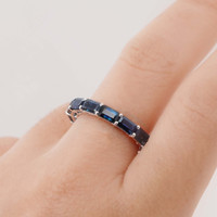 5.70 Ct. Blue Sapphire Accent Stones Ring, 18K Yellow Gold Image