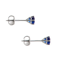 0.90&nbsp;Ct.Tw.Total Carat Weight Blue Sapphire Studs Earrings, 14K White Gold Image