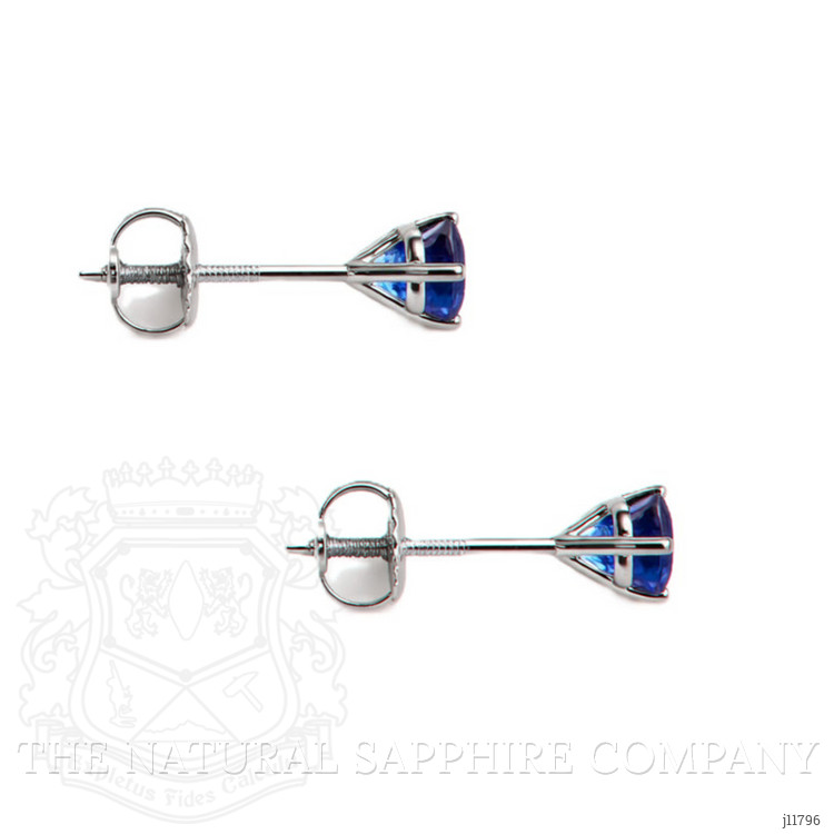 0.90 Ct.Tw. Blue Sapphire Studs Earrings, 14K White Gold