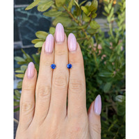 0.90&nbsp;Ct.Tw.Total Carat Weight Blue Sapphire Studs Earrings, 14K White Gold Life Style