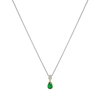3.04 Ct. Emerald and Natural Diamond Accent Stones Necklace, Platinum & 18K Yellow Image