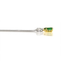 3.04 Ct. Emerald and Natural Diamond Accent Stones Necklace, Platinum & 18K Yellow Image