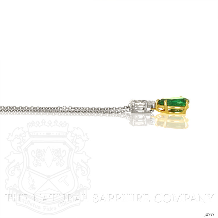 3.04 Ct. Emerald and Natural Diamond Accent Stones Necklace, Platinum & 18K Yellow