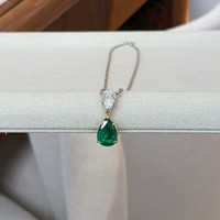 3.04 Ct. Emerald and Natural Diamond Accent Stones Necklace, Platinum & 18K Yellow Life Style