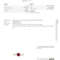 1.14 Ct. Ruby and Natural Diamond Three Stone Ring, 18K Yellow Gold Scan Report