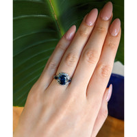 4.05 Ct. Mixed Sapphire and Natural Diamond Antique Style Ring, 18K White Gold Life Style