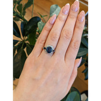 4.05 Ct. Mixed Sapphire and Natural Diamond Antique Style Ring, 18K White Gold Life Style