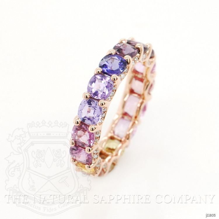 6.16 Ct. Multi Color Sapphire Accent Stones Ring, 18K Rose Gold