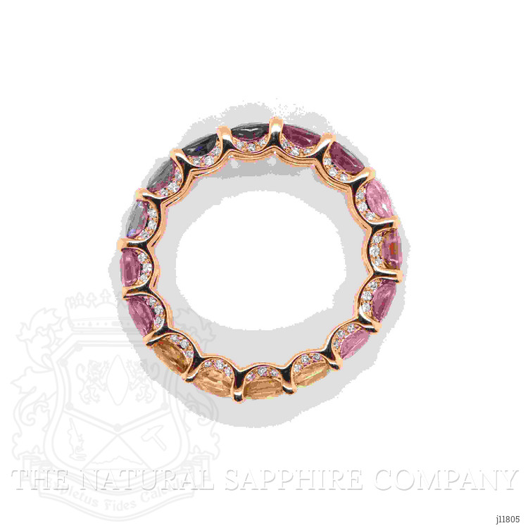 6.16 Ct. Multi Color Sapphire Accent Stones Ring, 18K Rose Gold
