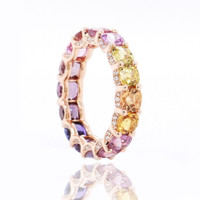 6.16 Ct. Multi Color Sapphire Accent Stones Ring, 18K Rose Gold Image