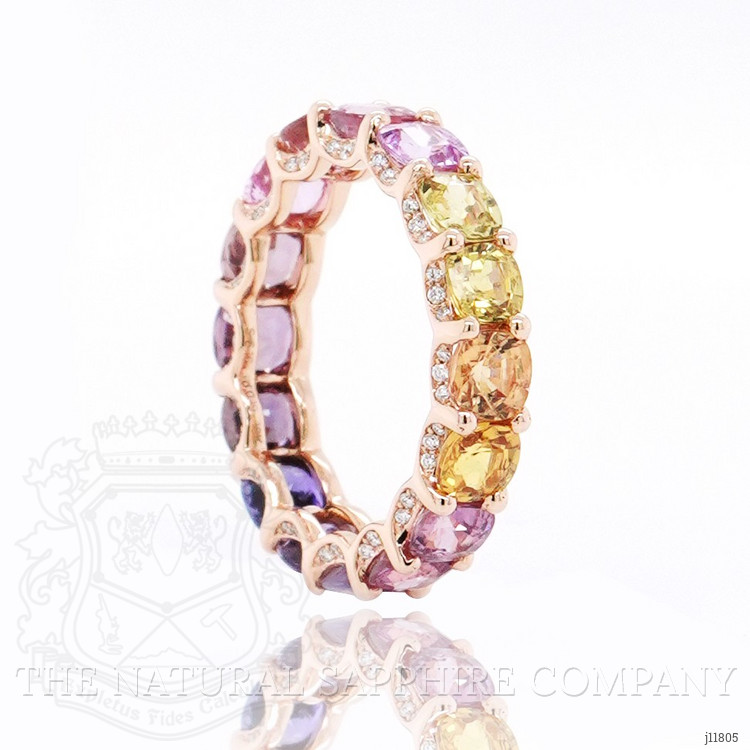 6.16 Ct. Multi Color Sapphire Accent Stones Ring, 18K Rose Gold
