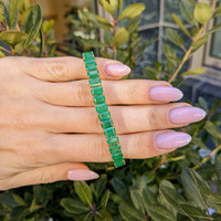 21.70&nbsp;Ct.Tw.Total Carat Weight Emerald Tennis/Line Bracelet, 14K Yellow Gold Life Style