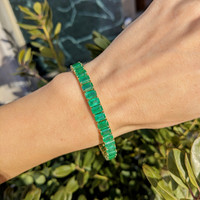 21.70&nbsp;Ct.Tw.Total Carat Weight Emerald Tennis/Line Bracelet, 14K Yellow Gold Life Style