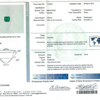 2.62 Ct. Emerald and Natural Diamond Three Stone Ring, Platinum 950 Scan Report