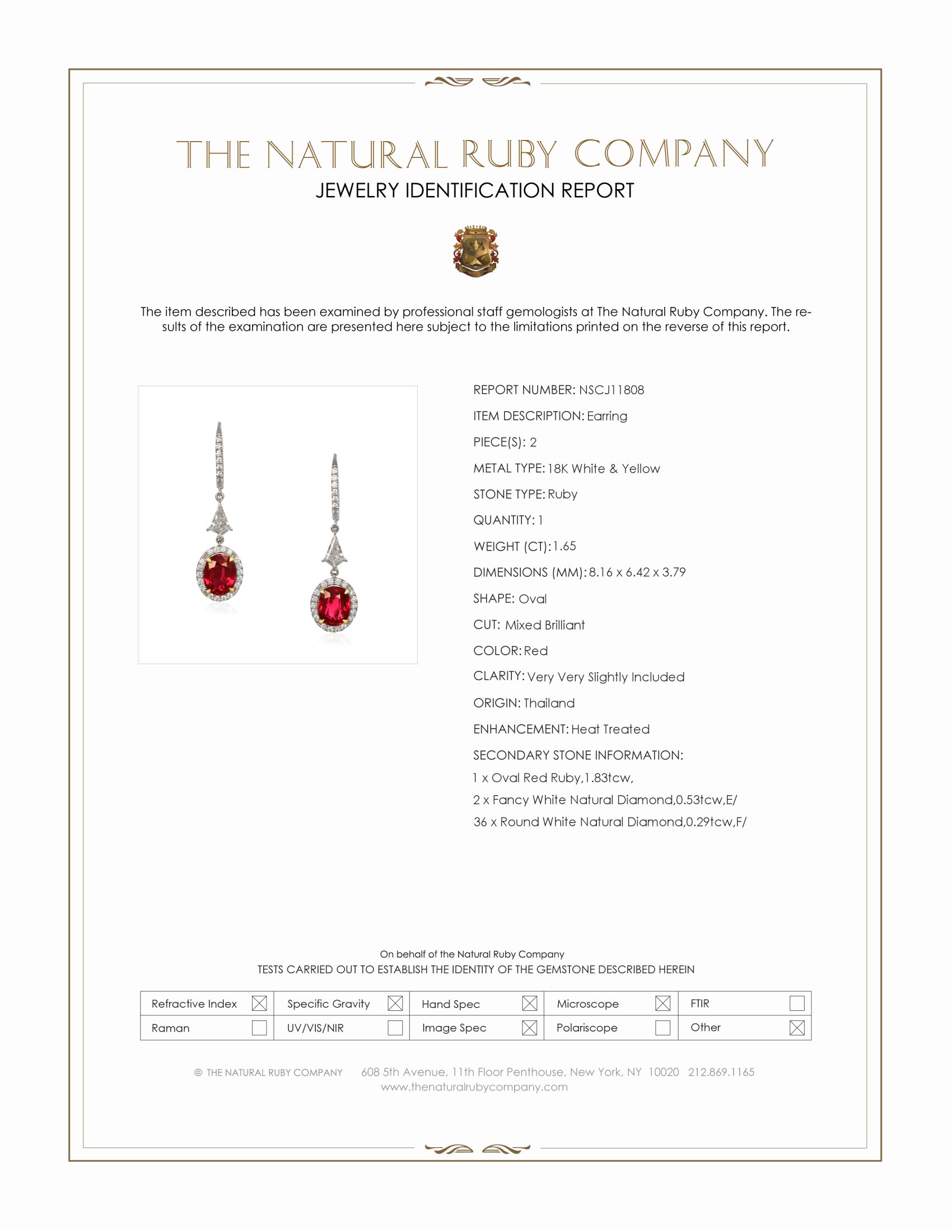 3.48 Ct.Tw. Ruby and Natural Diamond Pave Earrings, 18K White & Yellow