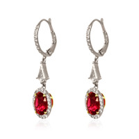 3.48 Ct.Tw.Total Carat Weight Ruby and Natural Diamond Pave Earrings, 18K White & Yellow Image