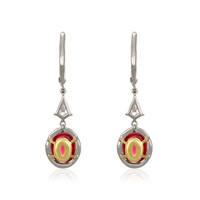 3.48 Ct.Tw.Total Carat Weight Ruby and Natural Diamond Pave Earrings, 18K White & Yellow Image