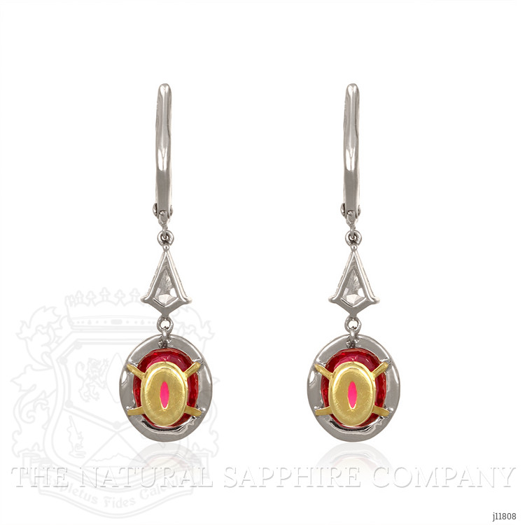 3.48 Ct.Tw. Ruby and Natural Diamond Pave Earrings, 18K White & Yellow