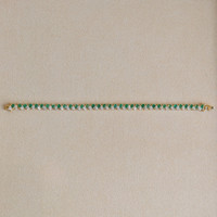 4.76 Ct.Tw.Total Carat Weight Emerald and Natural Diamond Tennis/Line Bracelet, 14K Yellow Gold Image