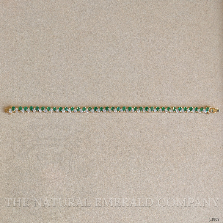 4.76 Ct.Tw. Emerald and Natural Diamond Tennis/Line Bracelet, 14K Yellow Gold
