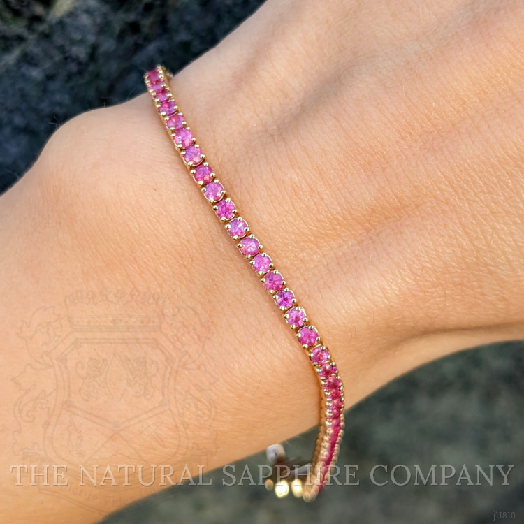 3.47 Ct.Tw. Pink Sapphire Tennis/Line Bracelet, 14K Yellow Gold