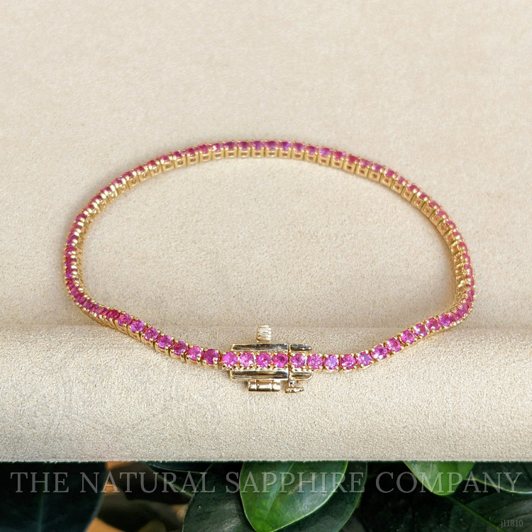 3.47 Ct.Tw. Pink Sapphire Tennis/Line Bracelet, 14K Yellow Gold