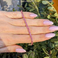 3.47 Ct.Tw.Total Carat Weight Pink Sapphire Tennis/Line Bracelet, 14K Yellow Gold Life Style