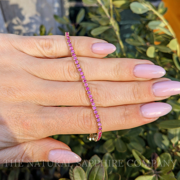 3.47 Ct.Tw. Pink Sapphire Tennis/Line Bracelet, 14K Yellow Gold