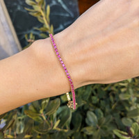 3.47 Ct.Tw.Total Carat Weight Pink Sapphire Tennis/Line Bracelet, 14K Yellow Gold Life Style