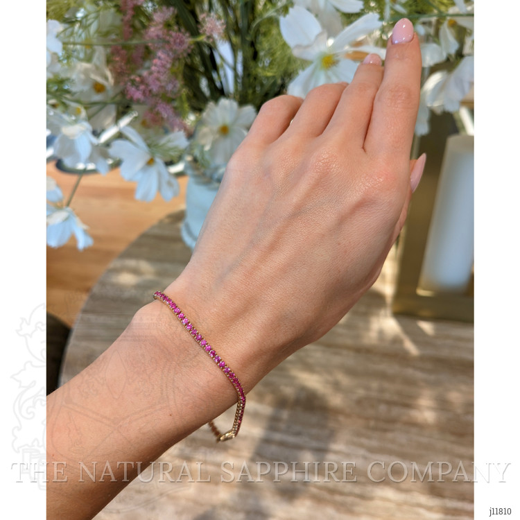 3.47 Ct.Tw. Pink Sapphire Tennis/Line Bracelet, 14K Yellow Gold
