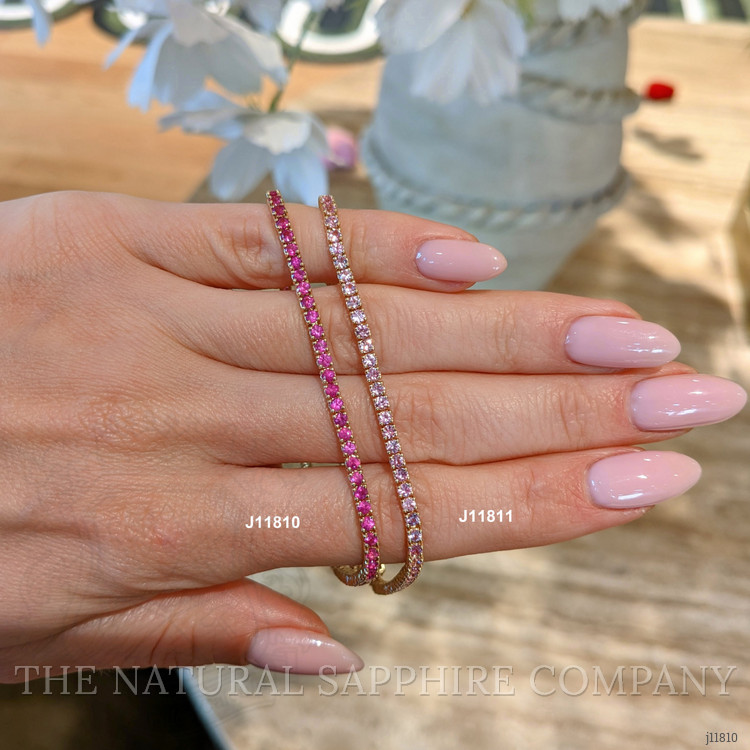 3.47 Ct.Tw. Pink Sapphire Tennis/Line Bracelet, 14K Yellow Gold