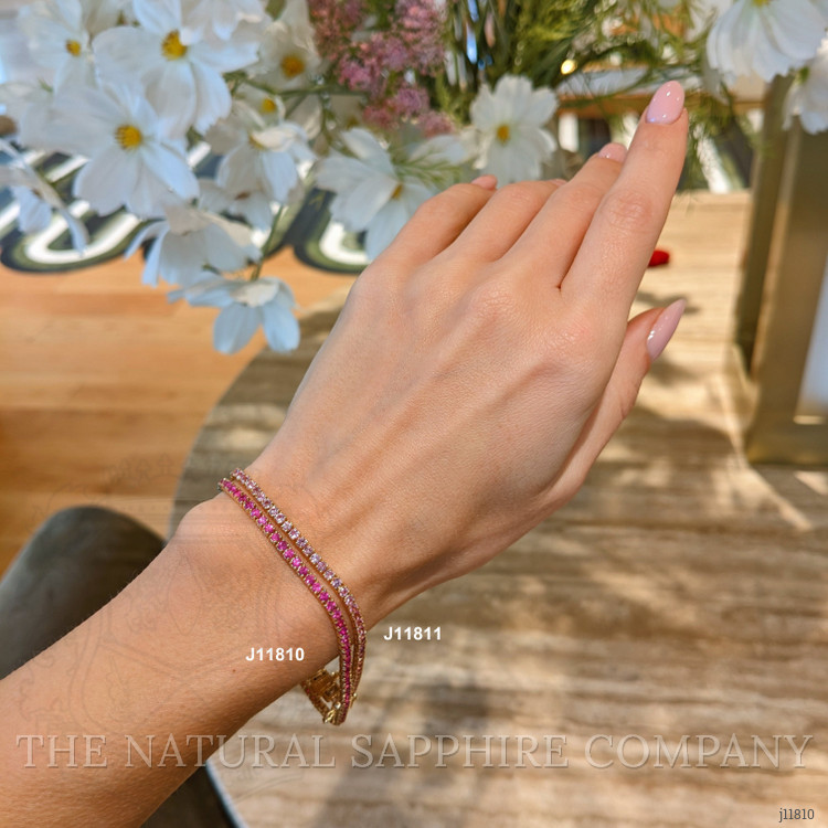 3.47 Ct.Tw. Pink Sapphire Tennis/Line Bracelet, 14K Yellow Gold